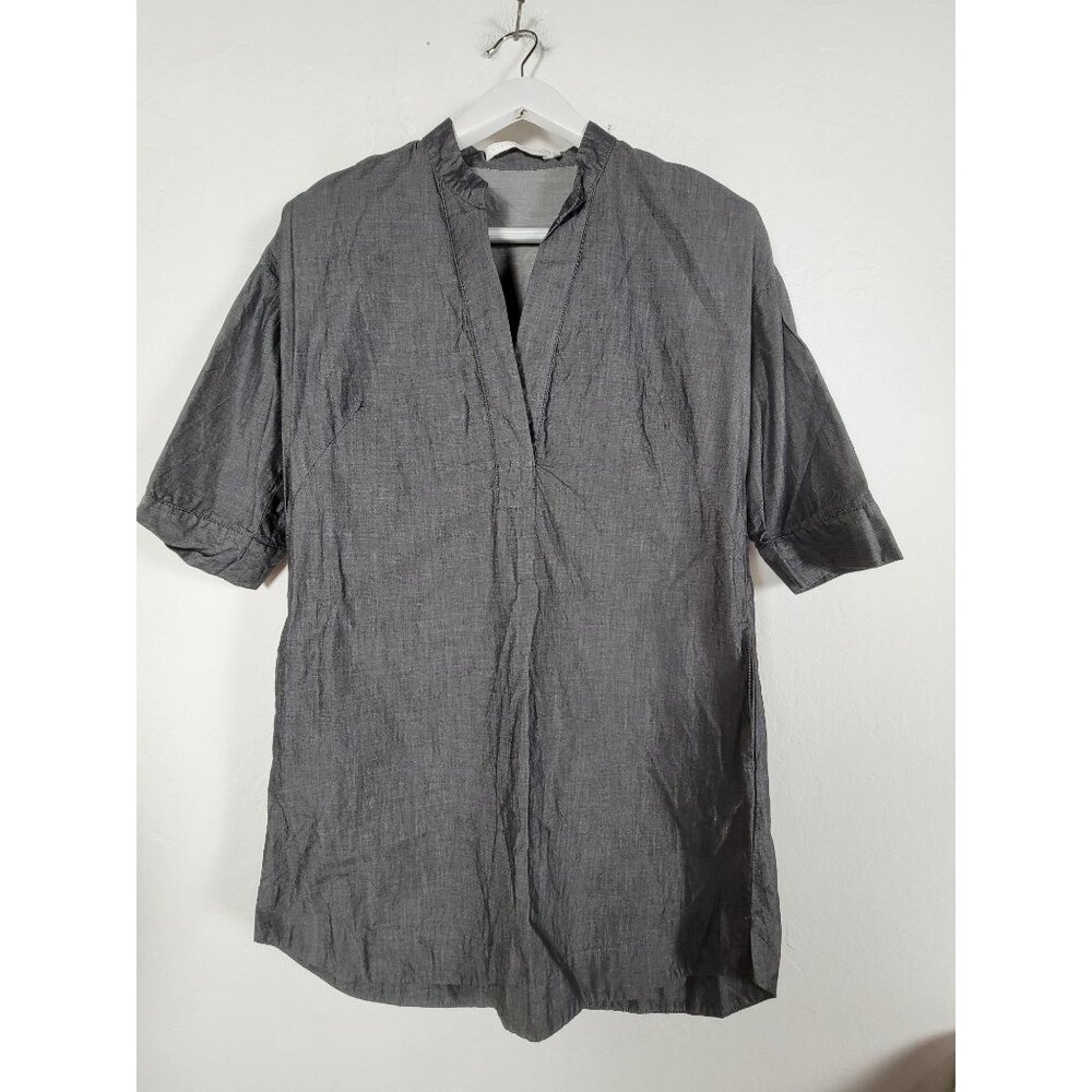 Sunhee Moon Womens Split Neck Shift Tunic Dress/Top Size 1 Gray Half-Sleeve